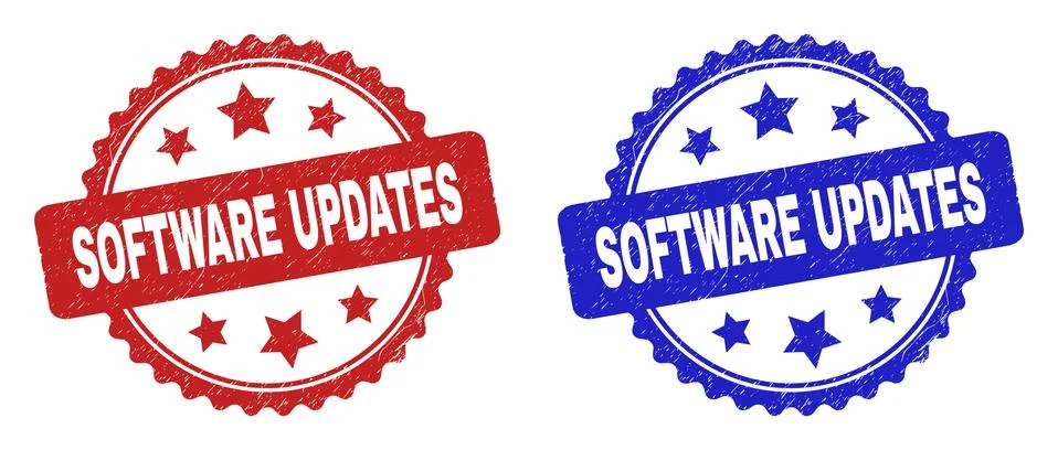 SOFTWARE UPDATES Rosette Seals with Corroded Style Stock Illustration