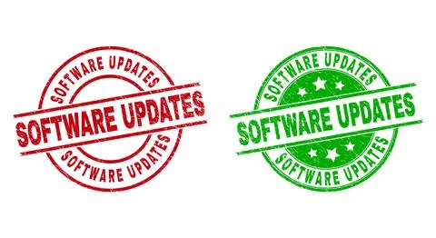 SOFTWARE UPDATES Round Watermarks with Corroded Texture Stock Illustration