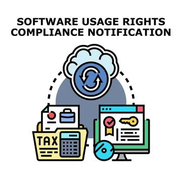 Software usage compliance notification license management Stock Illustration