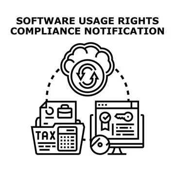 Software usage compliance notification license management Stock Illustration