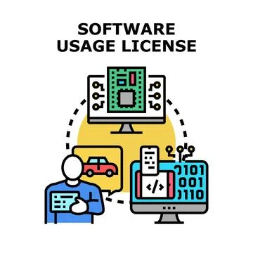 Software usage license concept for digital product access 库存插图