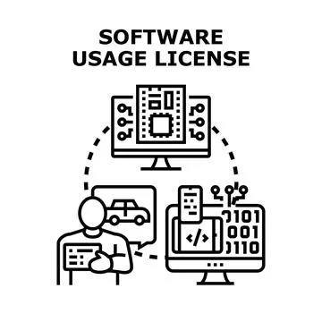 Software usage license concept for digital product access Stock-Illustration