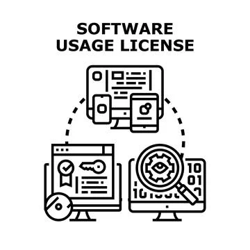 Software usage license concept for digital applications Stock Illustration