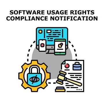 Software usage rights compliance and legal protection concept Stock Illustration