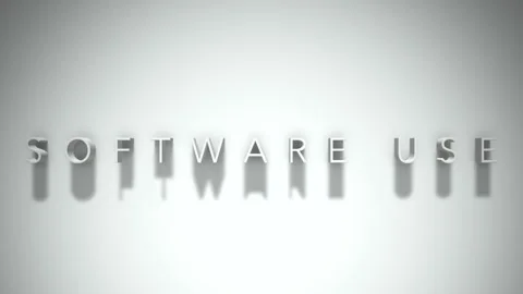 Software use 3D title animation white text on a white background Stock Footage 299824477