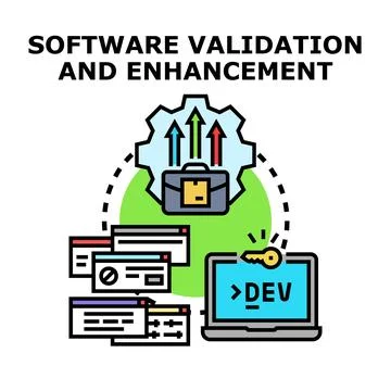 Software validation and enhancement process concept Stockillustratie