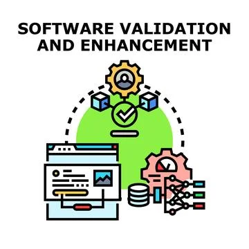 Software validation and enhancement process concept diagram 库存插图