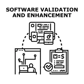 Software validation and enhancement process concept Ilustración de archivo