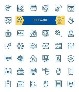 Software Vector Graphics featuring 42 Regular Line PIXEL Perfect 128x128 De.. Ilustración de archivo