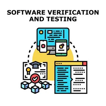 Software verification and testing process with quality assurance Illustrazione stock