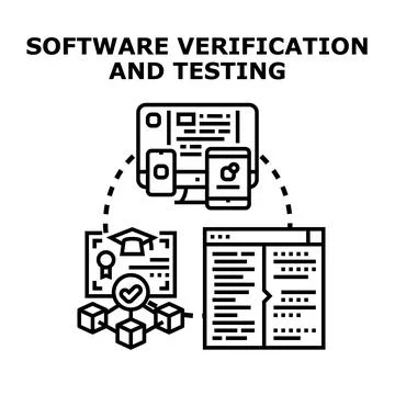 Software verification and testing process with quality assurance Stockillustratie