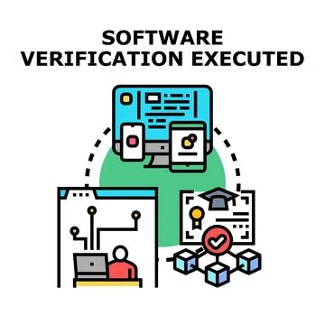 Software verification executing professional online quality assurance process 스톡 일러스트