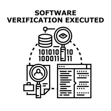 Software verification executing, quality assurance process Stock Illustration