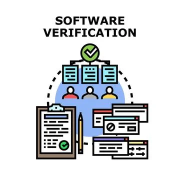 Software verification process managing quality control testing Stock Illustration
