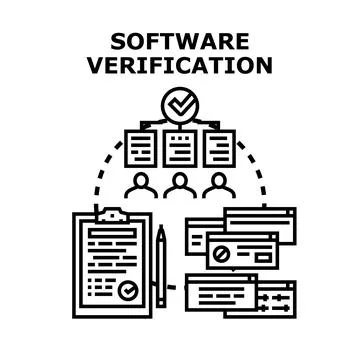 Software verification process managing quality control testing Stock Illustration