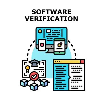 Software verification process for quality assurance concept Stock Illustration