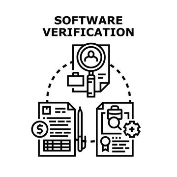 Software verification process for quality assurance and financial assessment Illustrazione stock