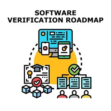 Software verification roadmap concept developing quality assurance strategy Illustrazione stock