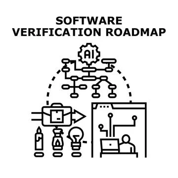 Software verification roadmap planning future technology development Stock Illustration