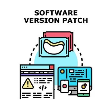 Software version patch fixing errors and updating system Stock Illustration