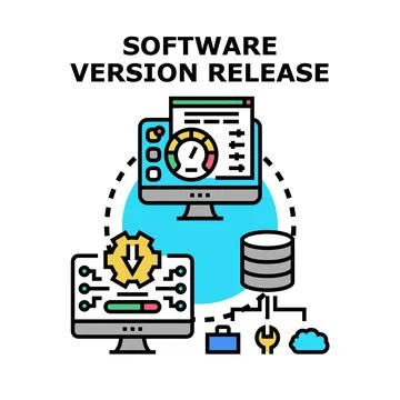 Software version release process with update and monitoring Stock Illustration