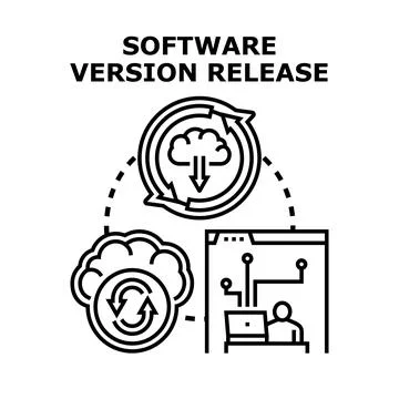 Software version release process update deployment concept Stock Illustration