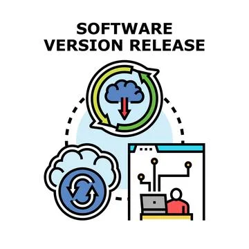 Software version release process update deployment concept Stock Illustration