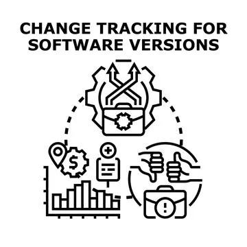 Software version tracking change management process development Stockillustratie