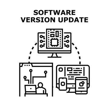 Software version update installing across multiple digital devices Stockillustratie