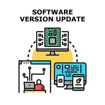 Software version update installing across multiple digital devices イラスト素材