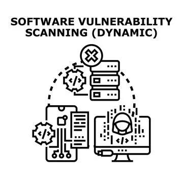 Software vulnerability scanning dynamic application security testing concept Illustrazione stock