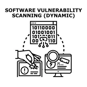 Software vulnerability scanning dynamic security system concept Illustrazione stock