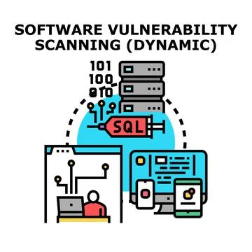 Software vulnerability scanning finding cyber security threats イラスト素材