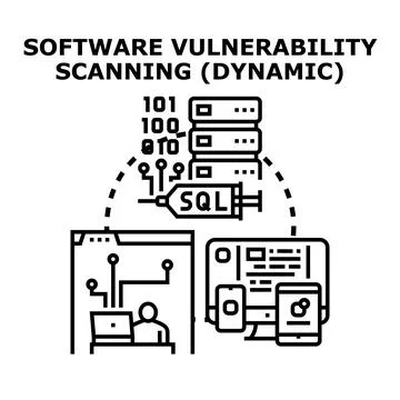 Software vulnerability scanning finding cyber security threats Stockillustratie