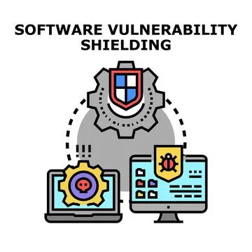 Software vulnerability shielding protecting computer devices Stock-Illustration