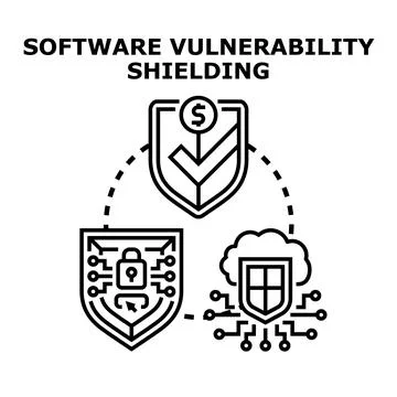 Software vulnerability shielding protecting digital assets and data Stock Illustration