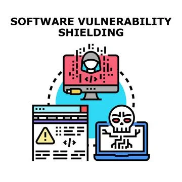 Software vulnerability shielding protecting systems from cyber threats Illustrazione stock