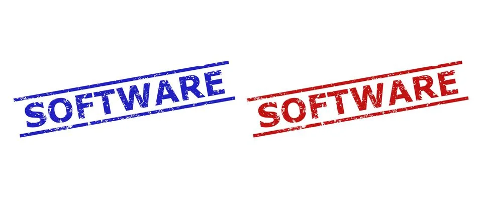 SOFTWARE Watermarks with Grunge Texture and Parallel Lines Stock Illustration