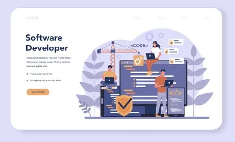 Software web banner or landing page. Idea of programming Stock Illustration