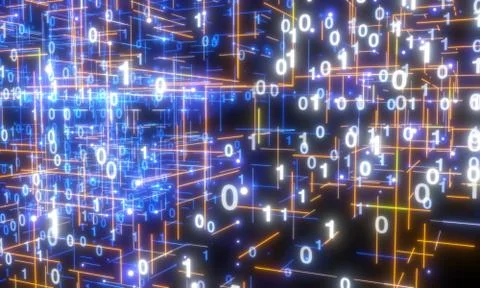 A Software, web development, programming concept. Abstract Programming 3d Illustrazione stock