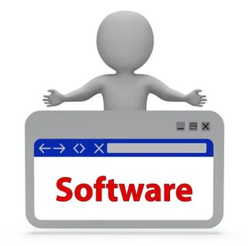 Software Webpage Represents Browsing Programs 3d Rendering Stock Illustration