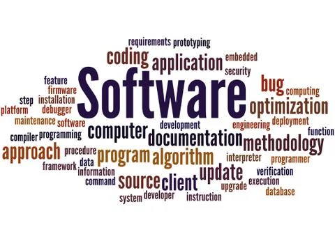 Software, word cloud concept Illustrazione stock