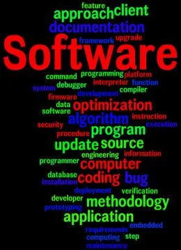 Software, word cloud concept Illustrazione stock