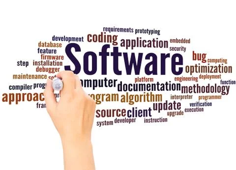 Software word cloud hand writing concept Foto stock