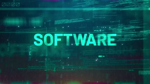 Software Word on High Technology Futuristic Background Stock Footage 343356303