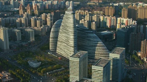 Soho in Beijing arial Stock Footage 97421025