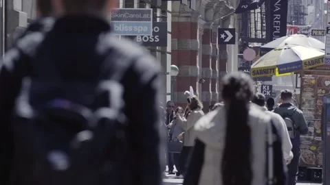 Soho people passing slow motion Stock Footage 238567859