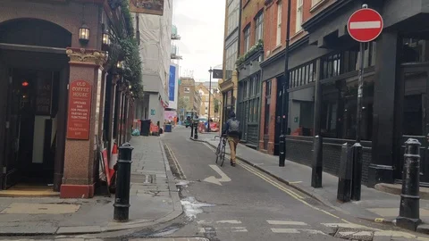 SOHO STREETS LEFT EMPTY AS CORONAVIRUS PANDEMIC SWEEPS THROUGH EUROPE, 4K Stock Footage 126521183