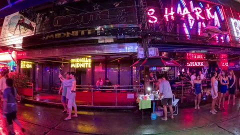 Soi cowboy 4K timelapse post pandemic Stock Footage 225407299