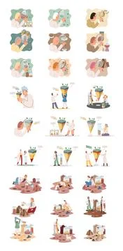 Soil analysis and earth pollution or structure control. Scientist measuring Stock Illustration